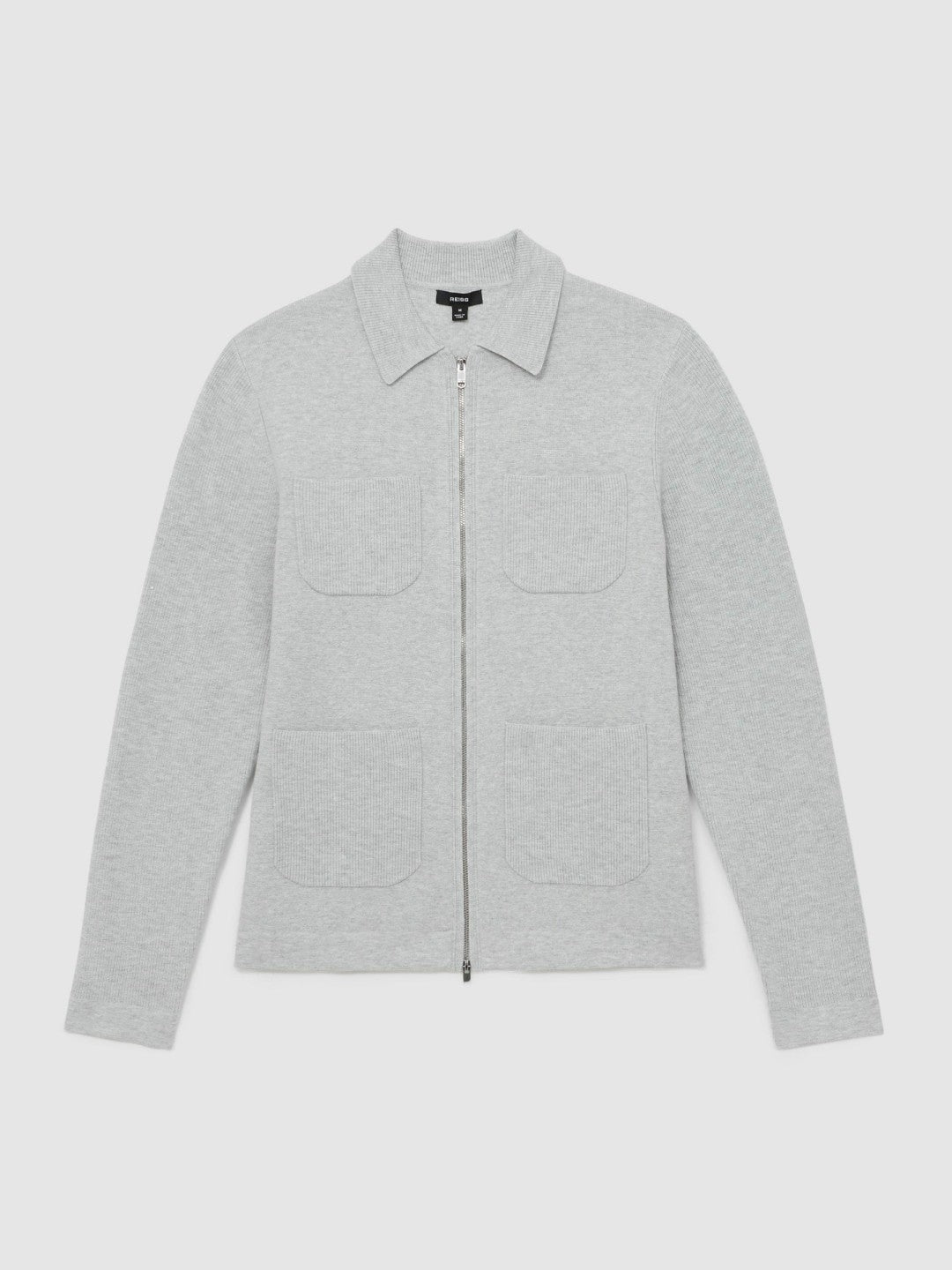 Four-Pocket Zip-Through Cardigan in Soft Grey Men | Reiss