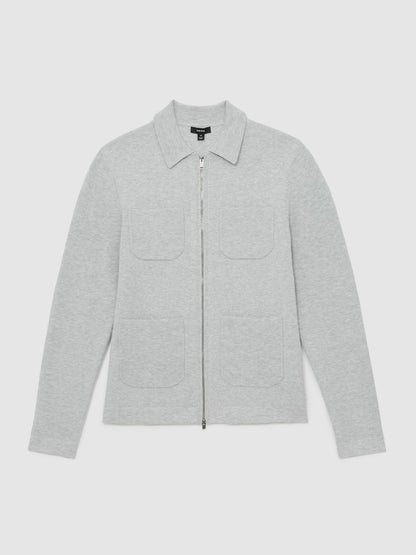 Four-Pocket Zip-Through Cardigan in Soft Grey Men | Reiss