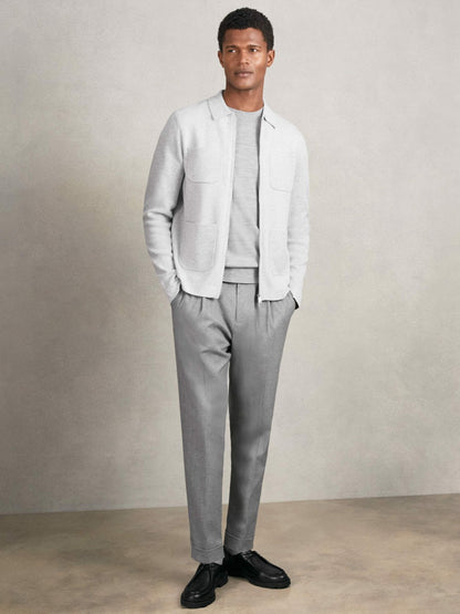 Four-Pocket Zip-Through Cardigan in Soft Grey Men | Reiss