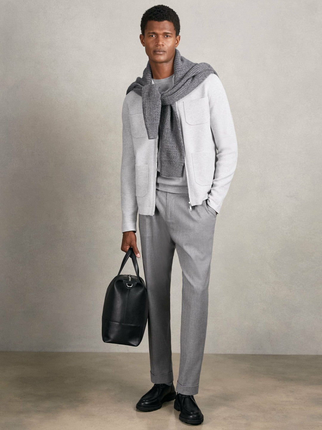 Four-Pocket Zip-Through Cardigan in Soft Grey Men | Reiss