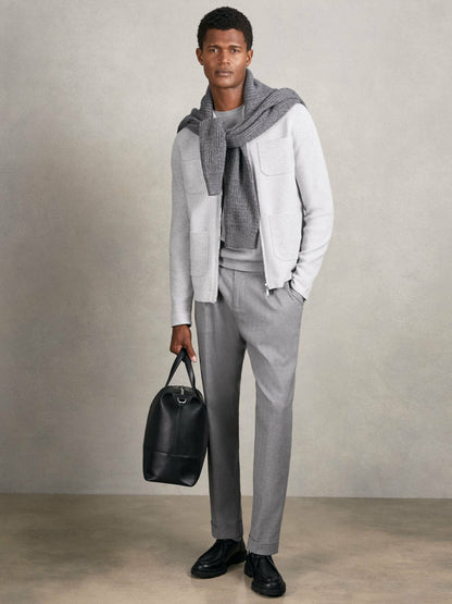 Four-Pocket Zip-Through Cardigan in Soft Grey Men | Reiss