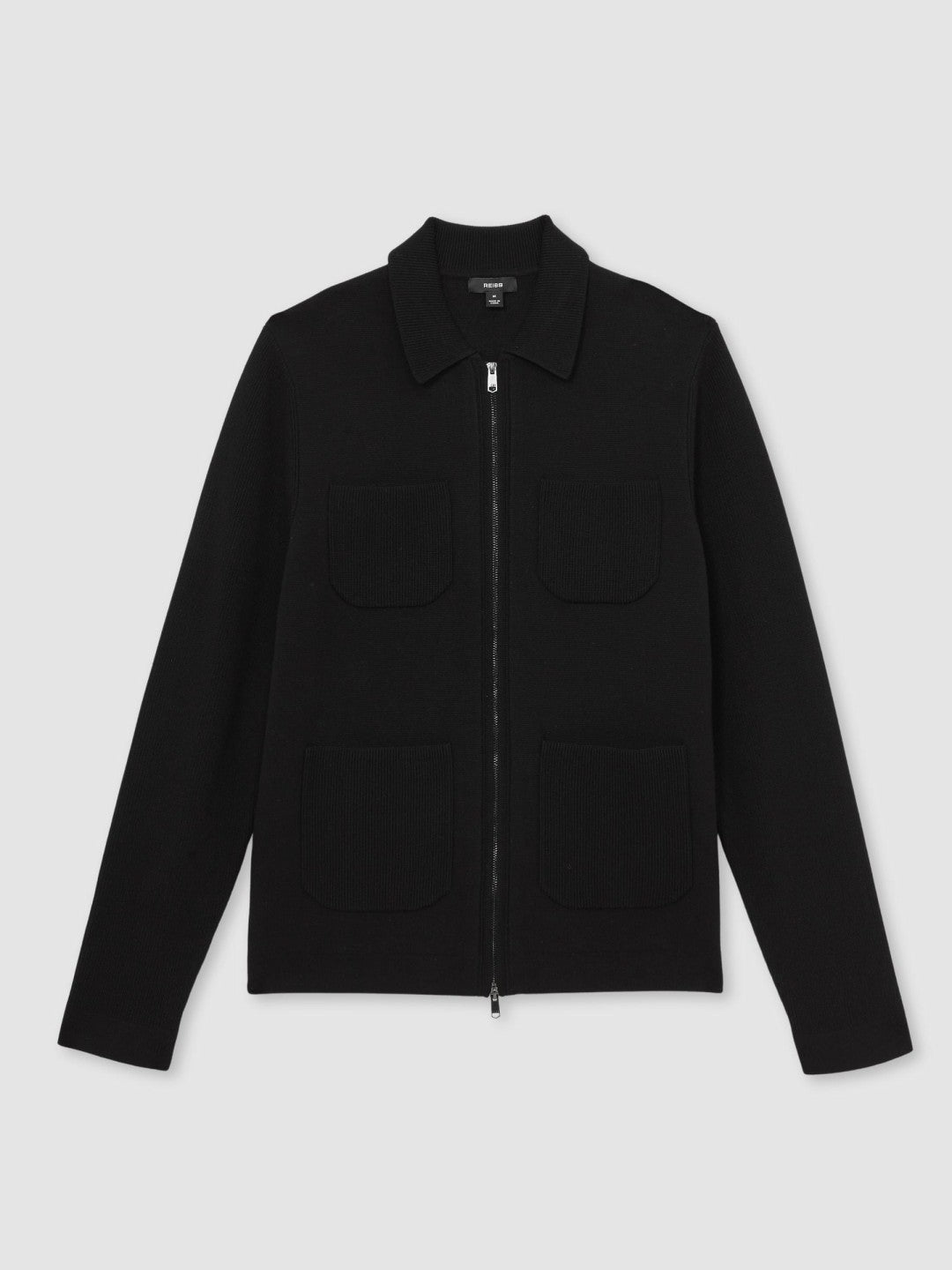 Four-Pocket Zip-Through Cardigan in Black Men | Reiss