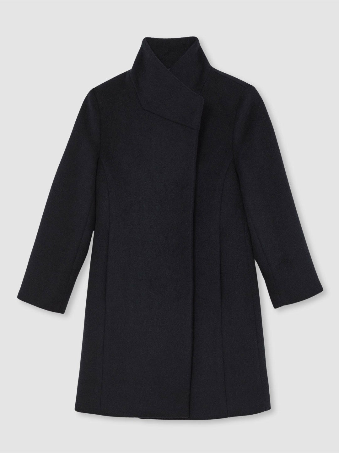 3-9 yrs Wool-Blend Funnel-Neck Coat in Navy Children & Baby | Reiss