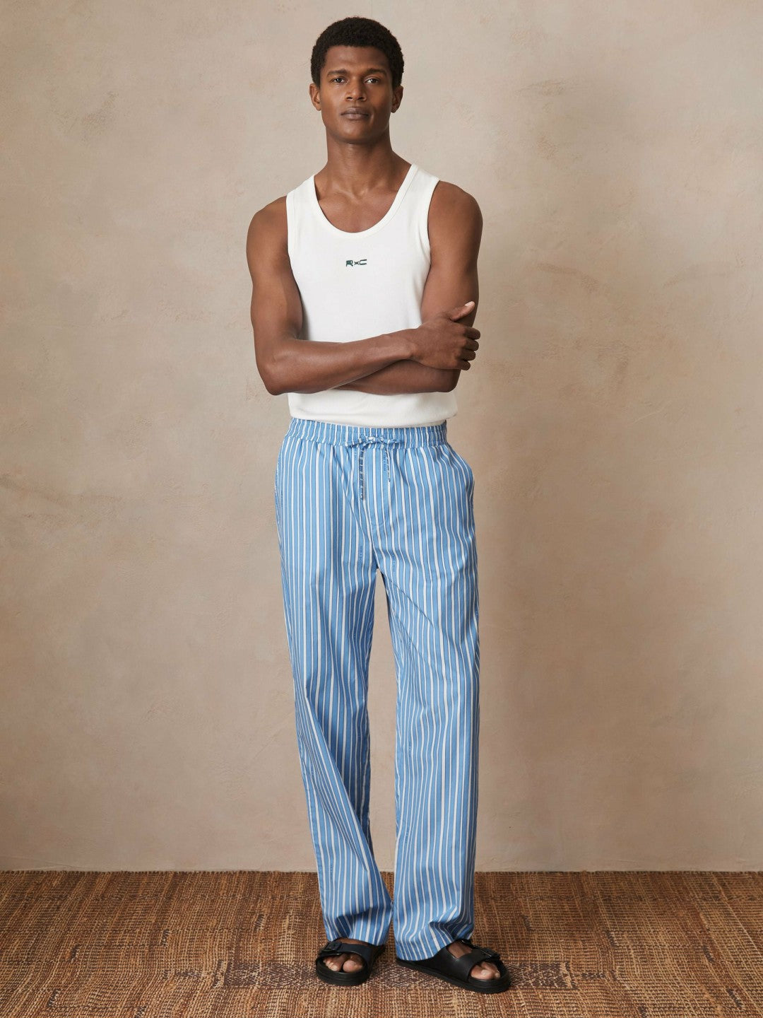 | Ché Poplin Stripe Trousers in Bright Blue/White Men | Reiss