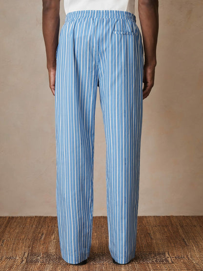 | Ché Poplin Stripe Trousers in Bright Blue/White Men | Reiss
