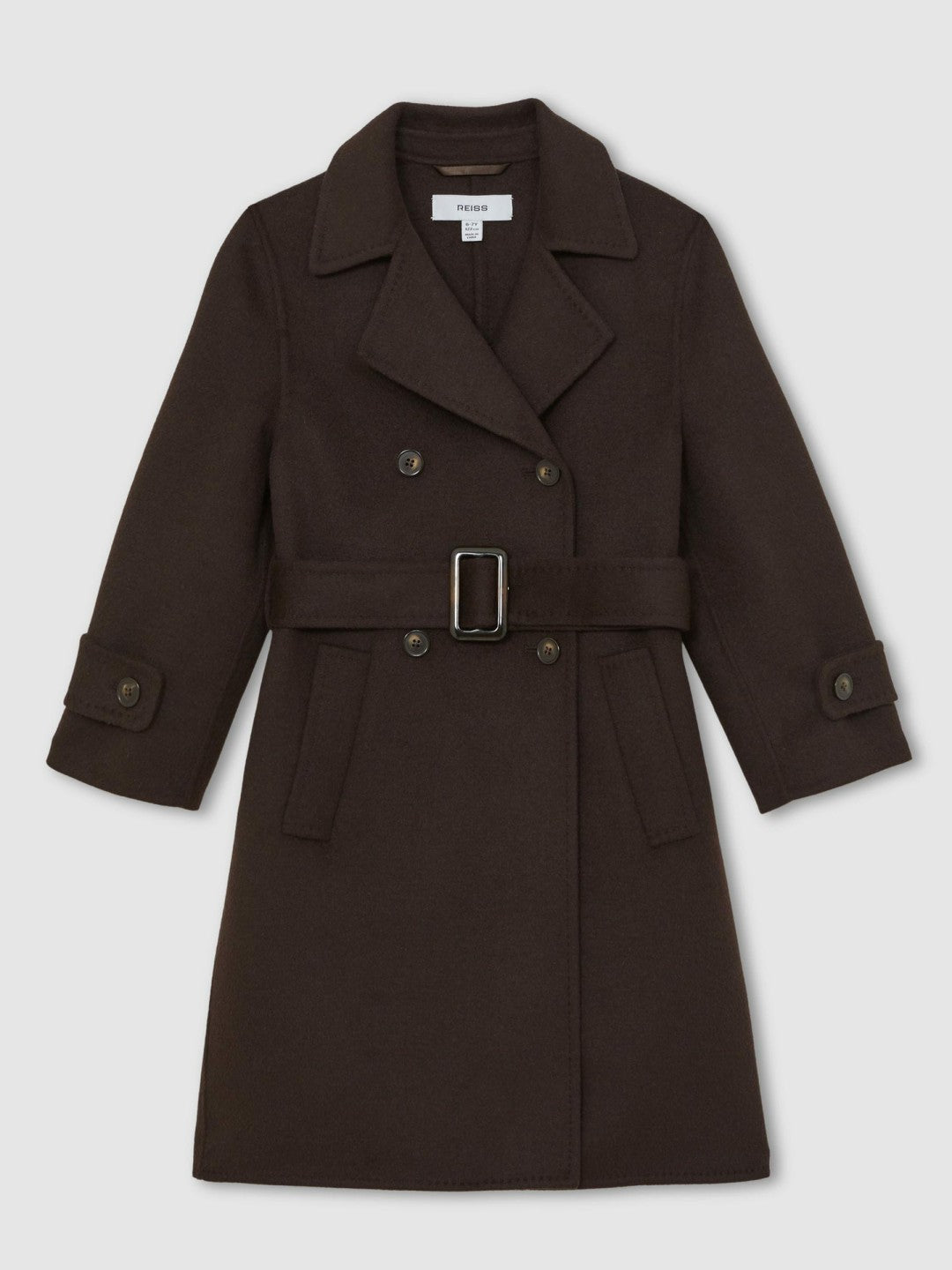 13-14 yrs Double-Breasted Blindseam Wool-Blend Coat in Chocolate Brown Children & Baby | Reiss