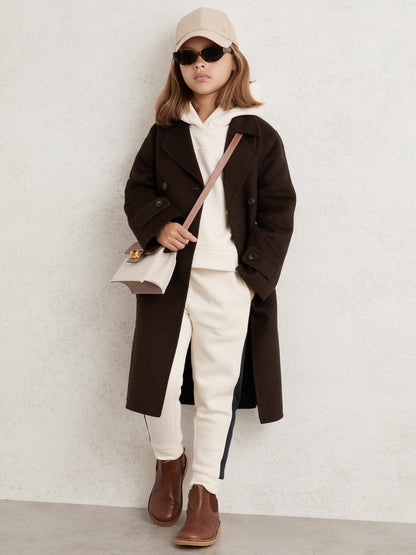 13-14 yrs Double-Breasted Blindseam Wool-Blend Coat in Chocolate Brown Children & Baby | Reiss
