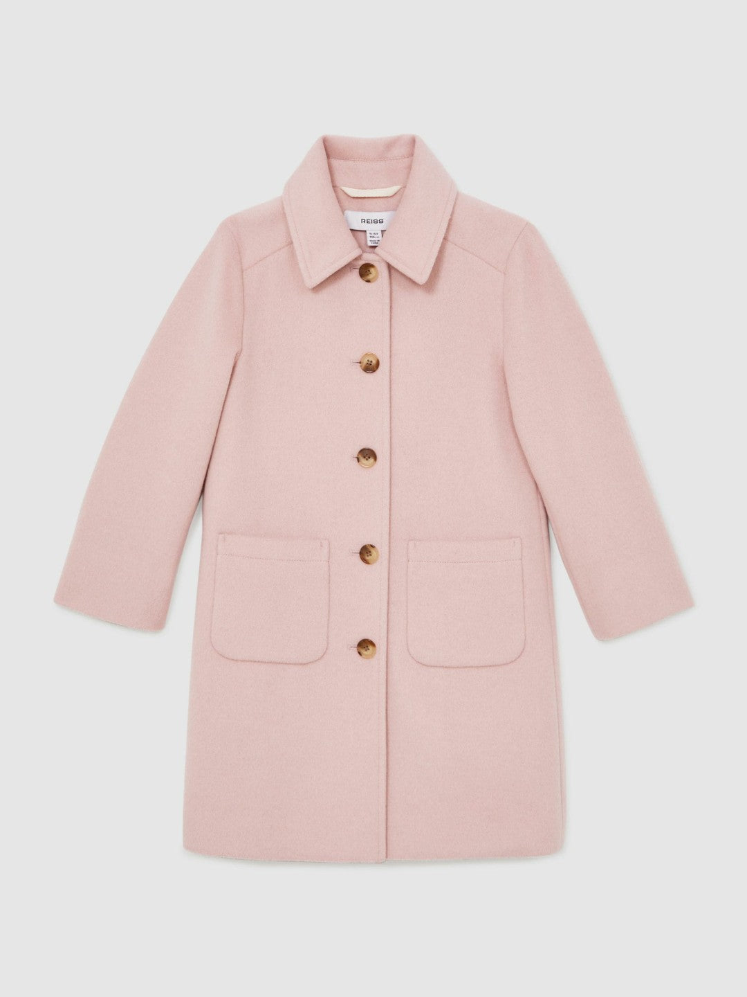 3-9 yrs Wool-Blend Single-Breasted Coat in Pink Children & Baby | Reiss