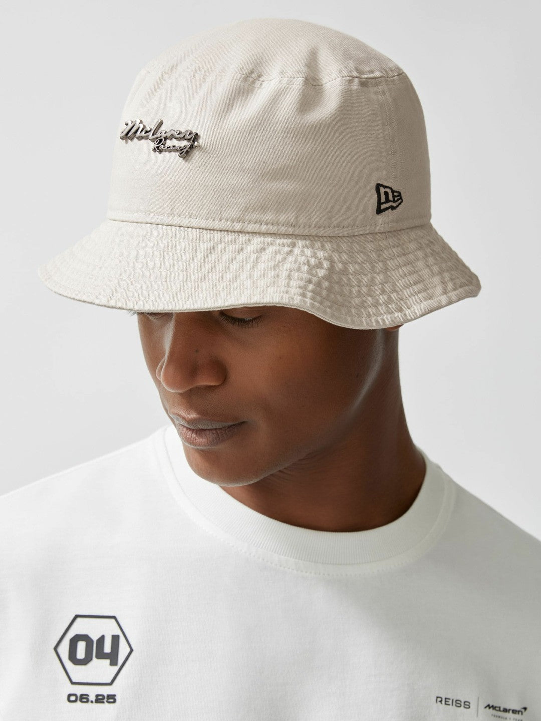 Unisex Fit McLaren Racing Cotton Bucket Hat in Stone Men | Reiss