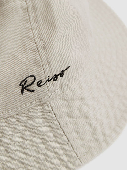 Unisex Fit McLaren Racing Cotton Bucket Hat in Stone Men | Reiss