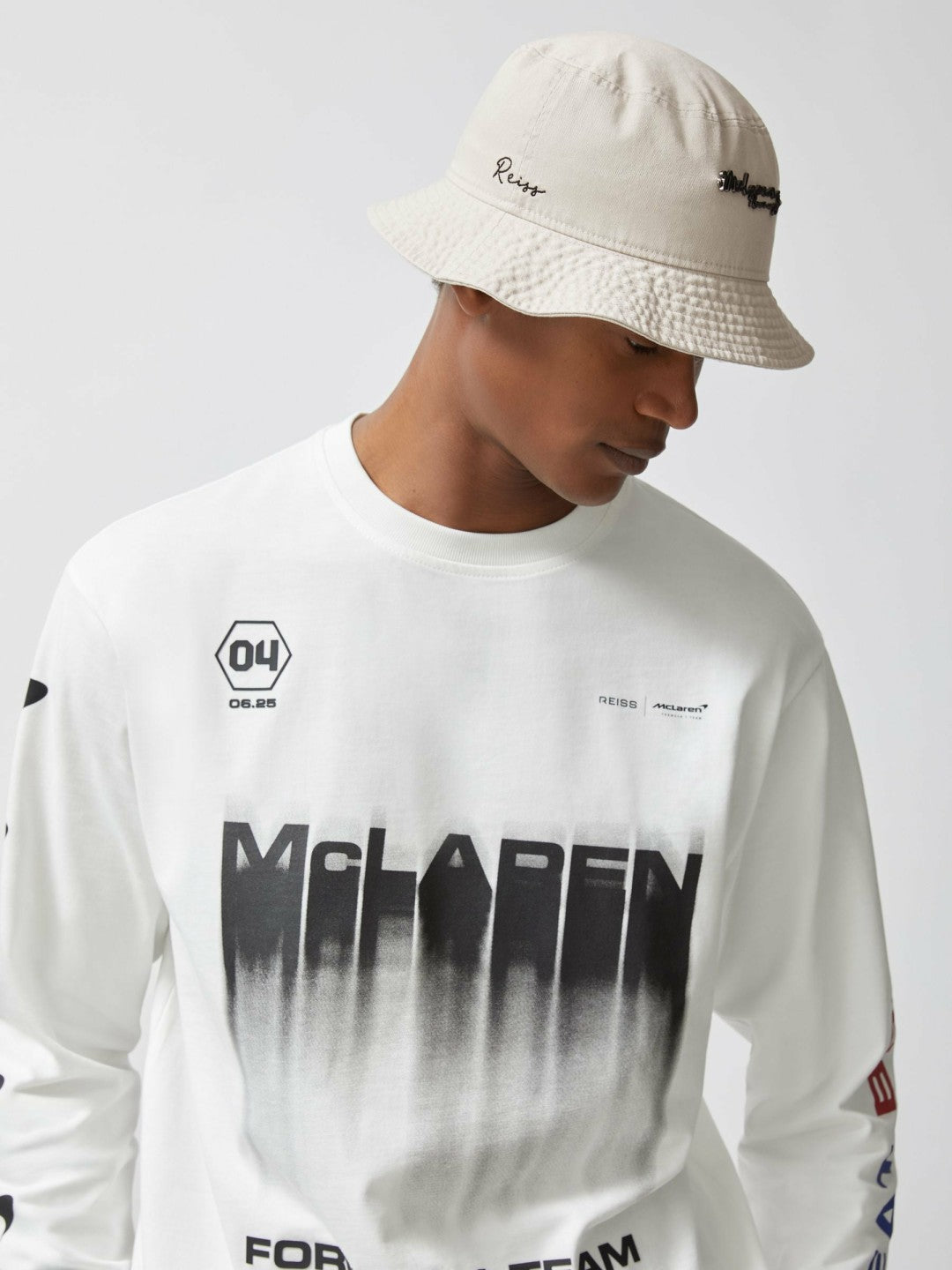 Unisex Fit McLaren Racing Cotton Bucket Hat in Stone Men | Reiss