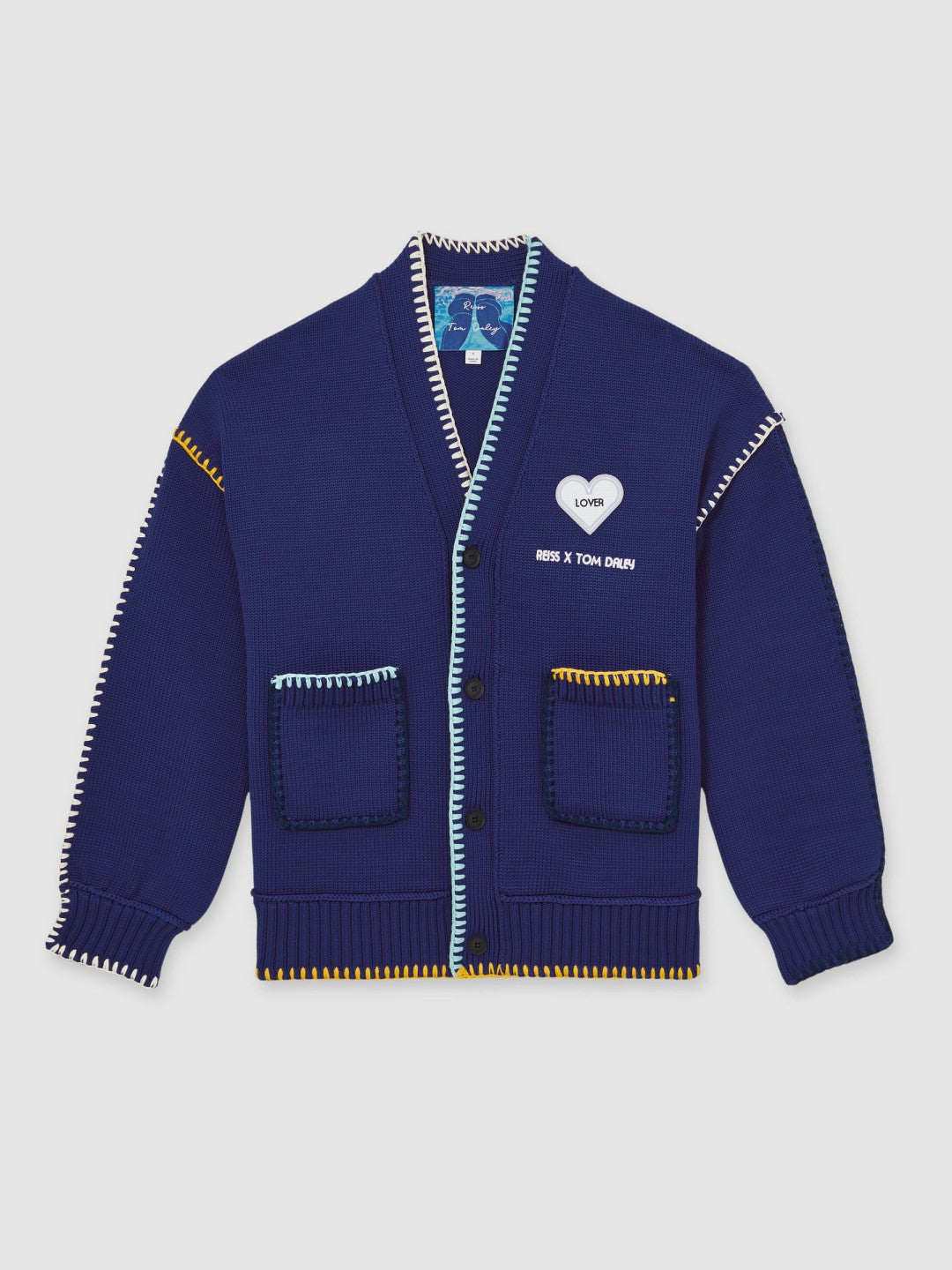 | Tom Daley Lover Knit Cardigan in Navy Blue Men | Reiss