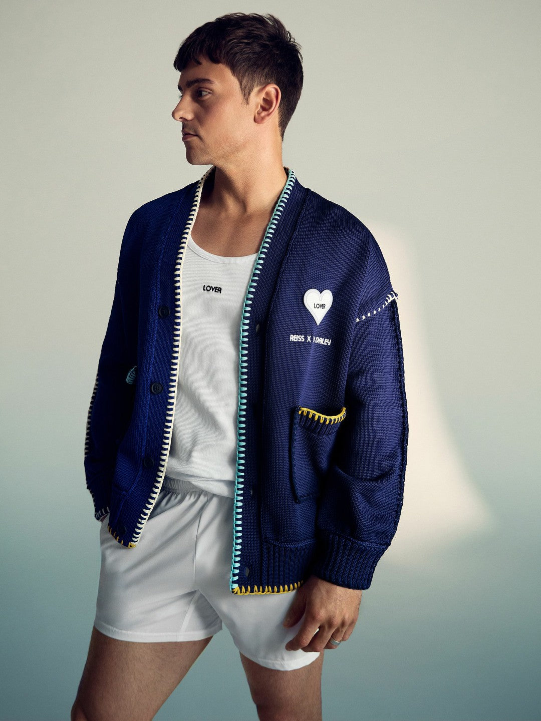 | Tom Daley Lover Knit Cardigan in Navy Blue Men | Reiss