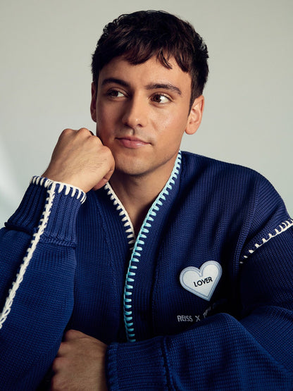 | Tom Daley Lover Knit Cardigan in Navy Blue Men | Reiss