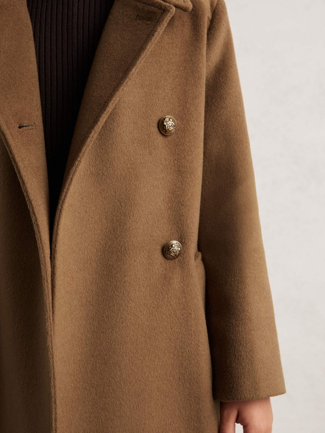 9-13 yrs Wool-Blend Double-Breasted Coat in Camel Children & Baby | Reiss