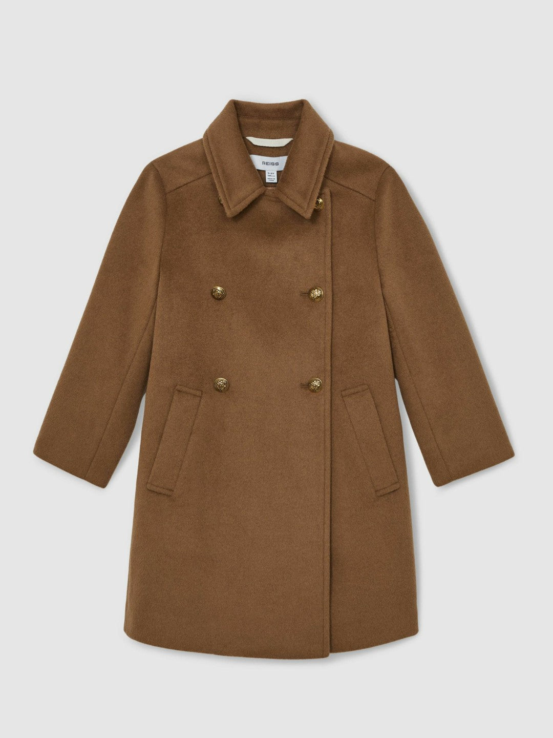 3-9 yrs Wool-Blend Double-Breasted Coat in Camel Children & Baby | Reiss