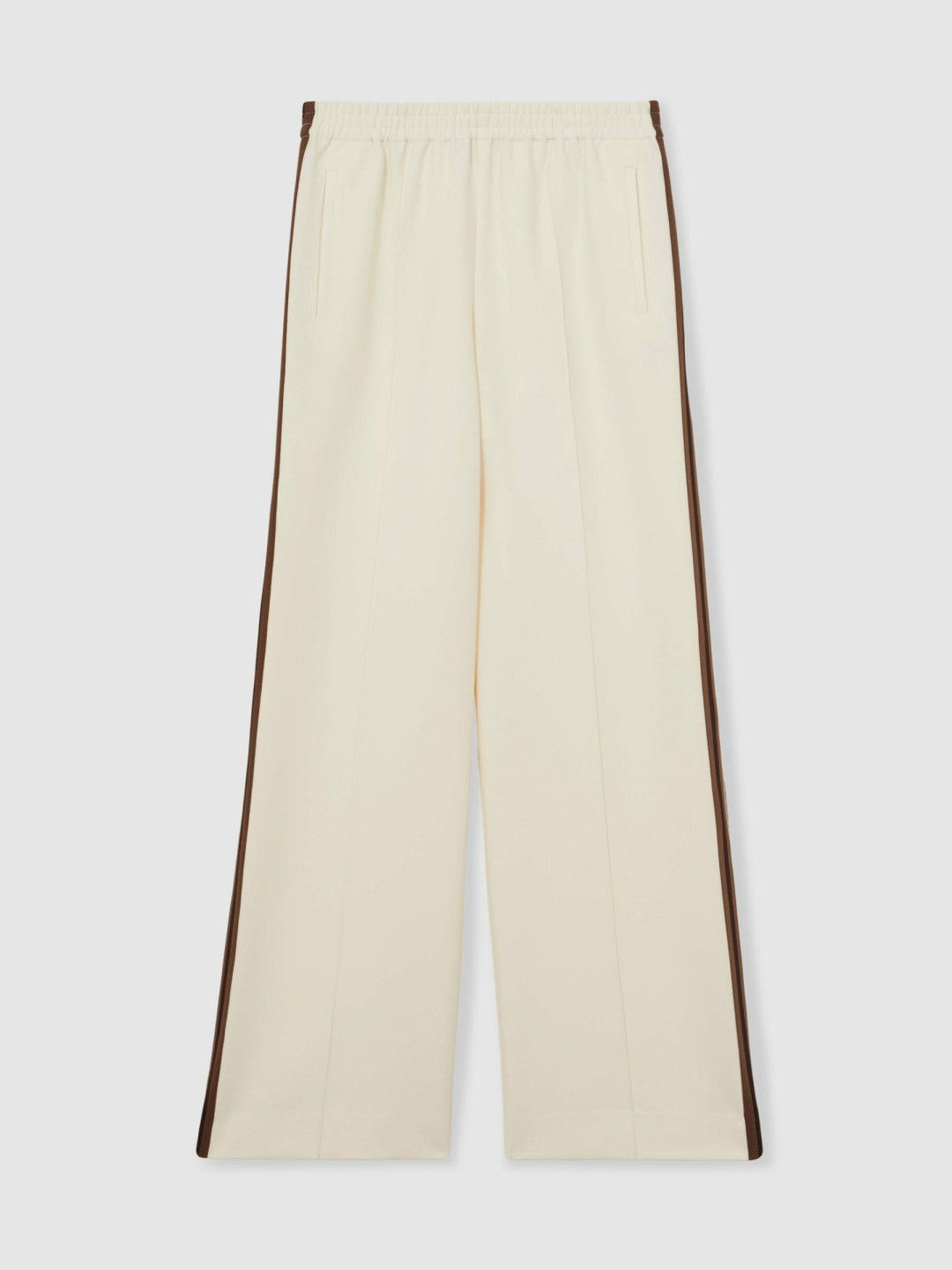 Petite Side-Stripe Wide-Leg Trousers in Cream Women | Reiss