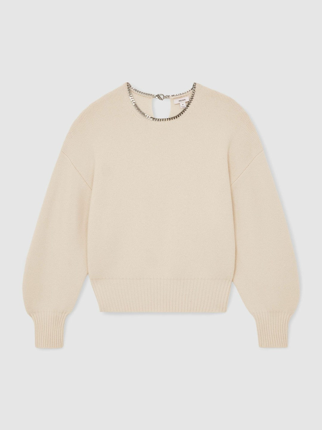 Wool-Blend Necklace-Trim Jumper with Cashmere in Cream Women | Reiss