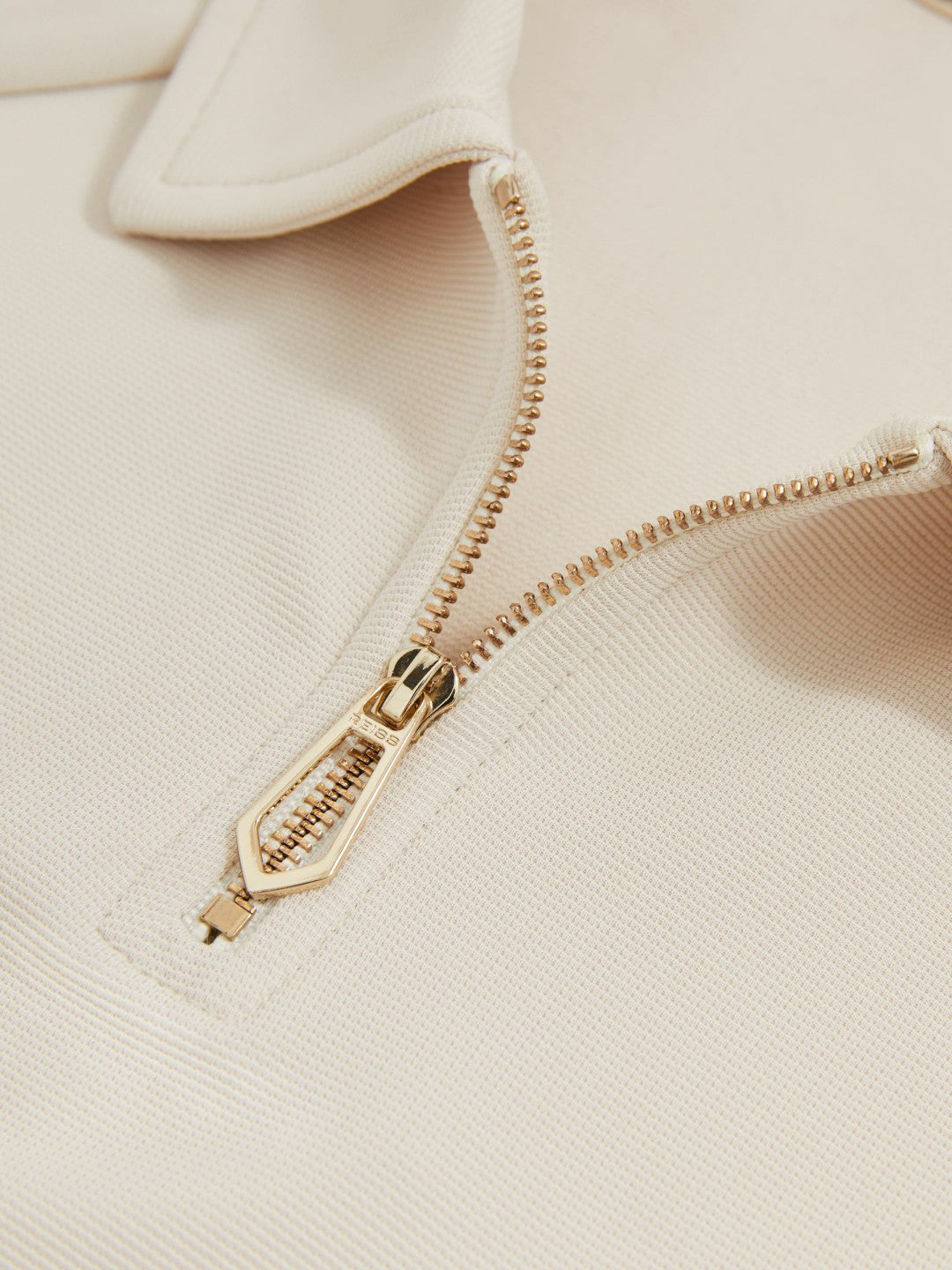 Textured Raglan Half-Zip Polo Shirt in Stone Men | Reiss
