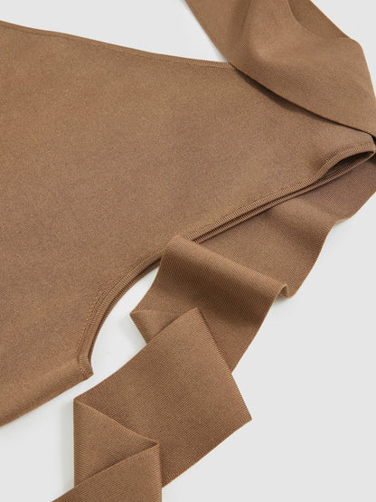One Shoulder Scarf Top in Taupe Neutral Women | Reiss