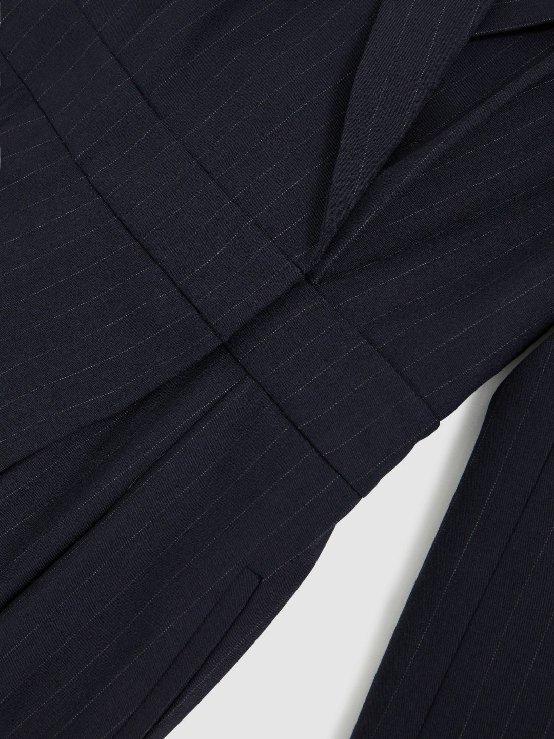 Pinstripe Tailored Wide-Leg Jumpsuit with Wool in Navy Women | Reiss