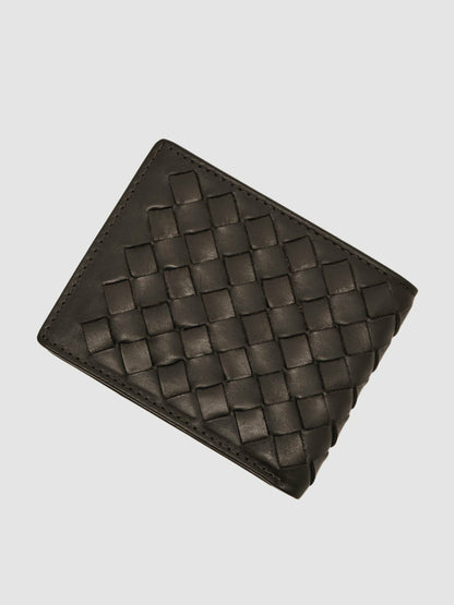 Leather Large Lattice-Effect Wallet in Dark Brown Men | Reiss