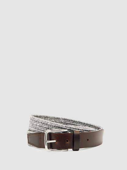 Webbing Belt With Leather Trim in Soft Grey Men | Reiss