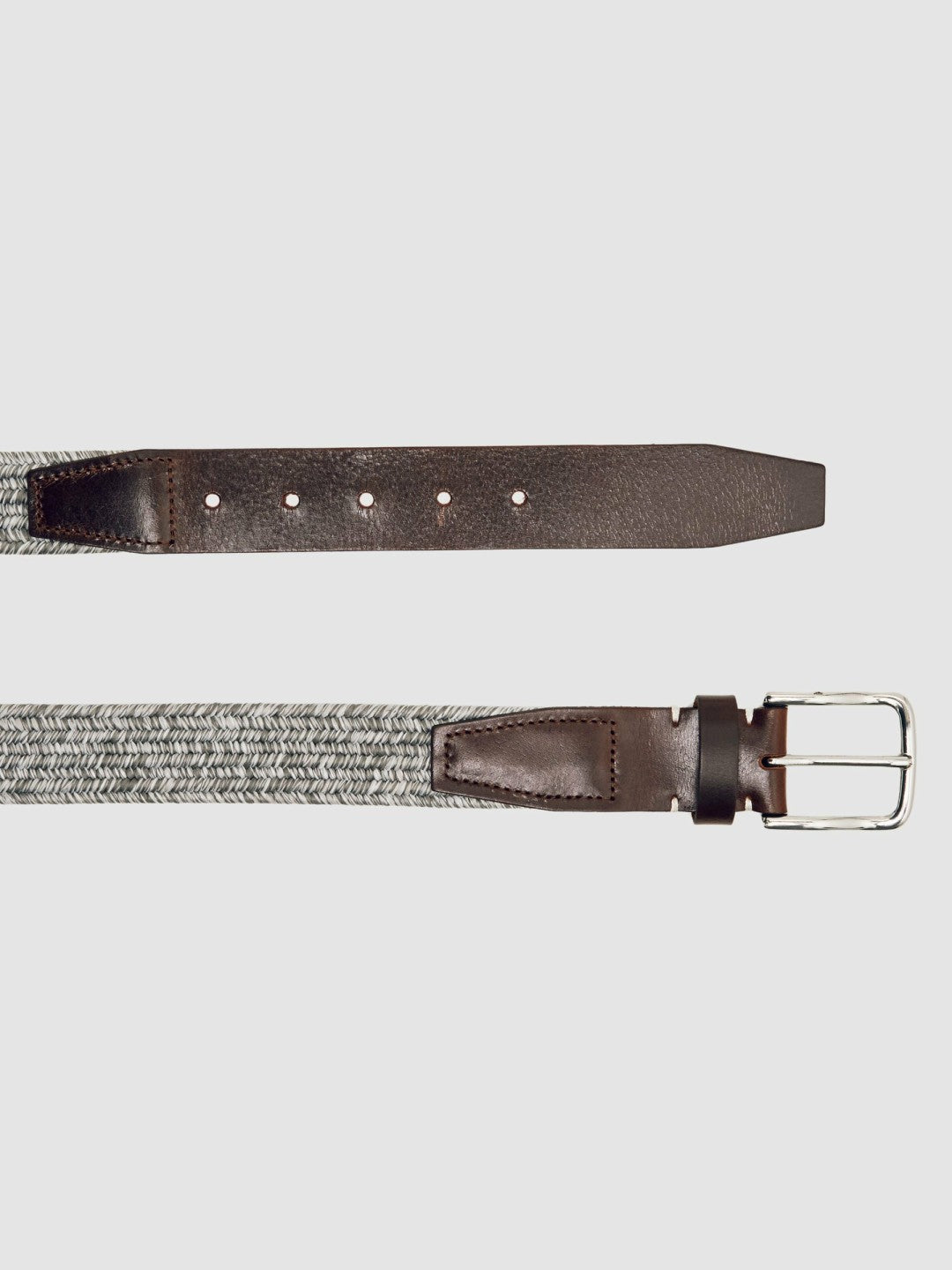 Webbing Belt With Leather Trim in Soft Grey Men | Reiss