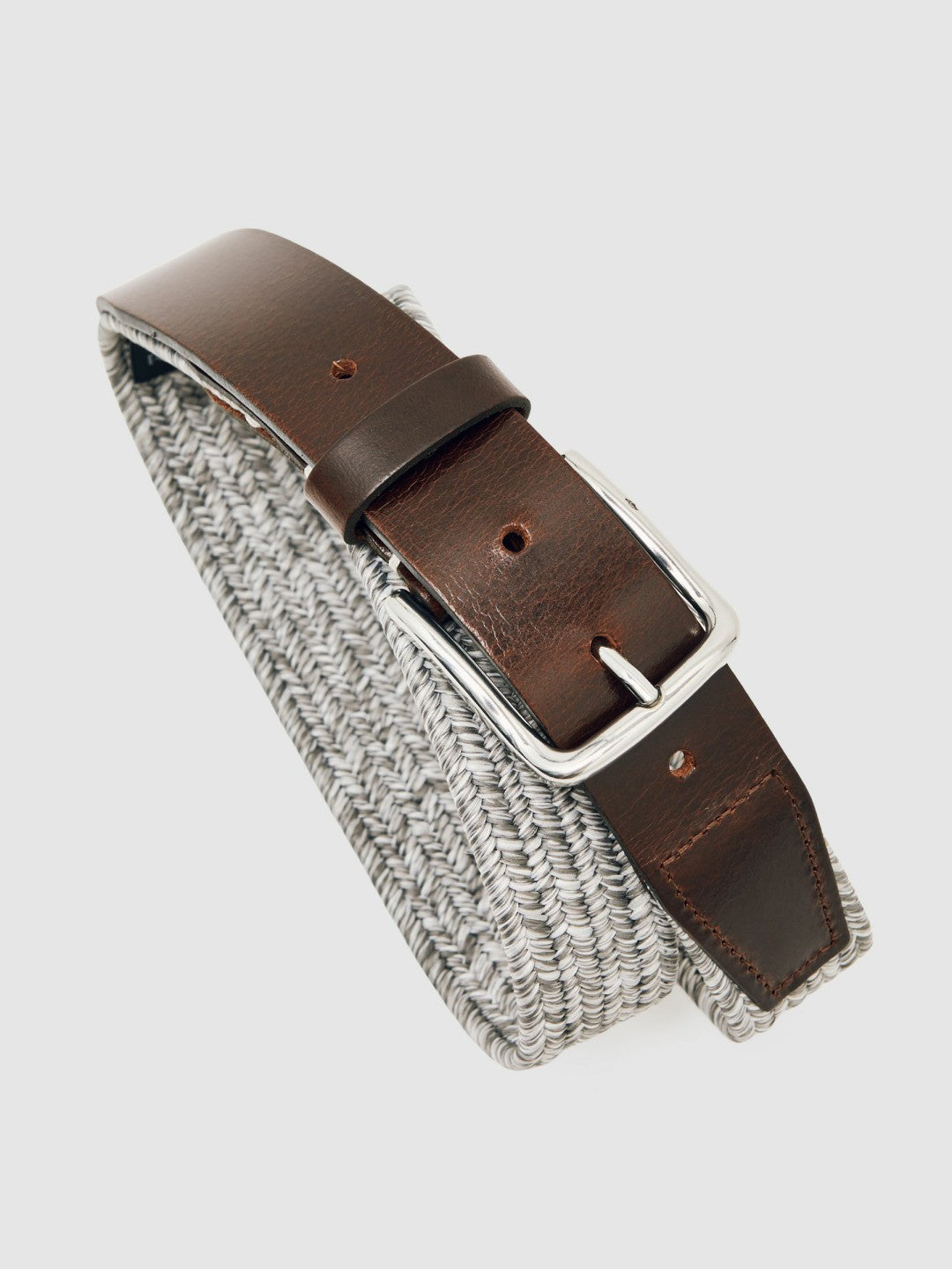 Webbing Belt With Leather Trim in Soft Grey Men | Reiss