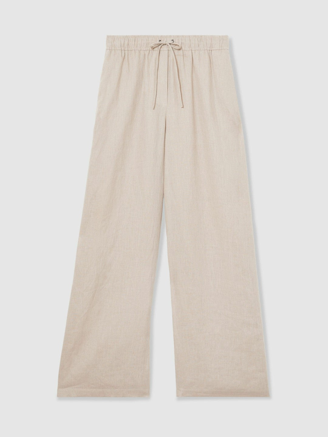 Petite Linen-Blend Wide-Leg Trousers in Neutral Women | Reiss