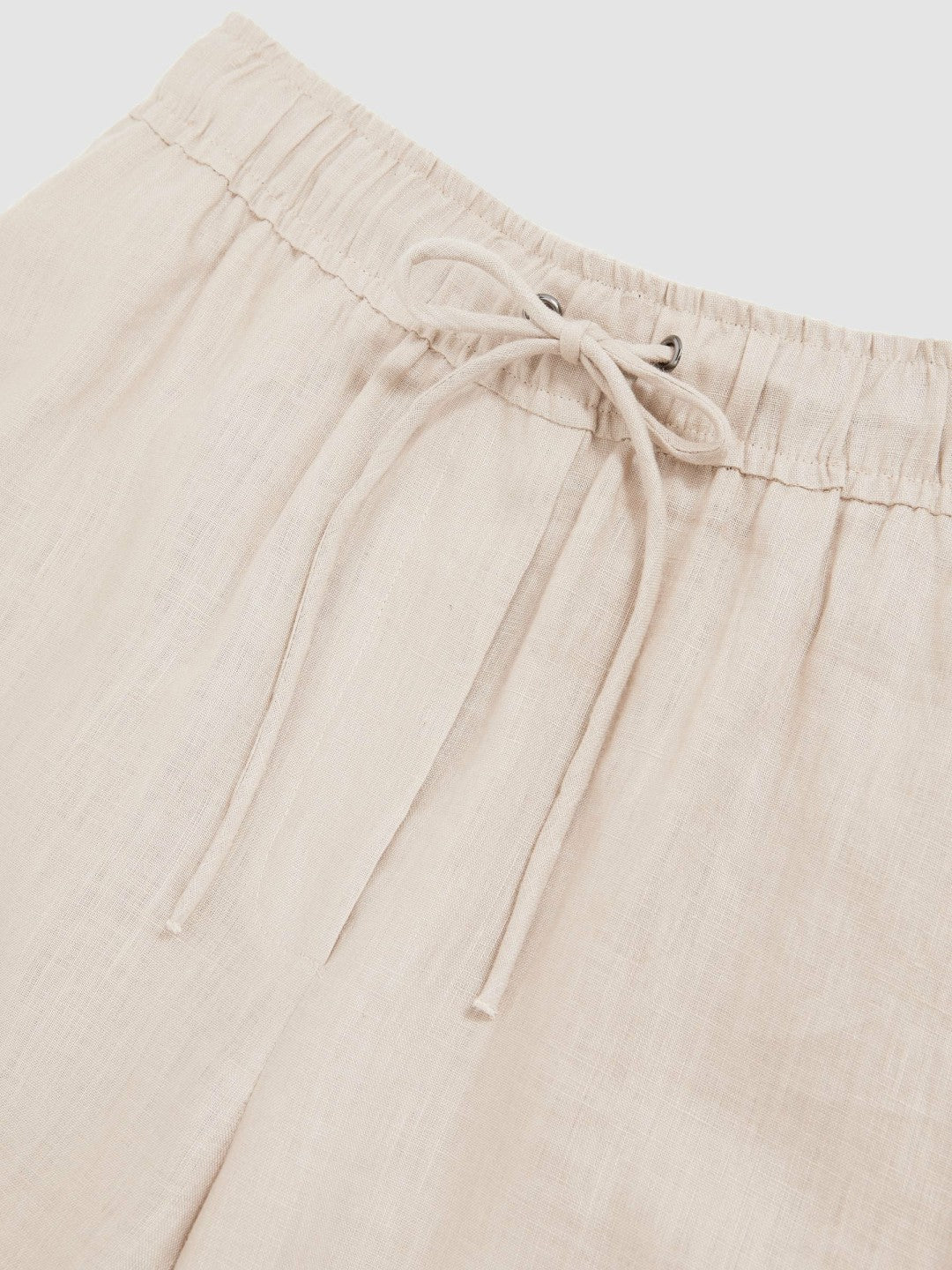 Petite Linen-Blend Wide-Leg Trousers in Neutral Women | Reiss
