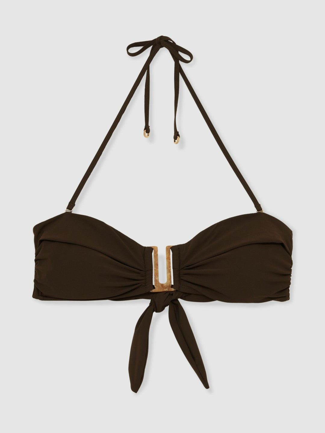 Removable Strap Bandeau Bikini Top in Chocolate Women | Reiss