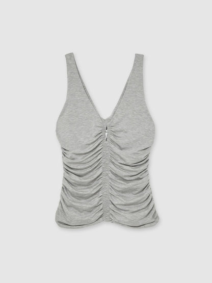Stretch Lyocell Jersey Ruched Vest in Silver Grey Women | Reiss