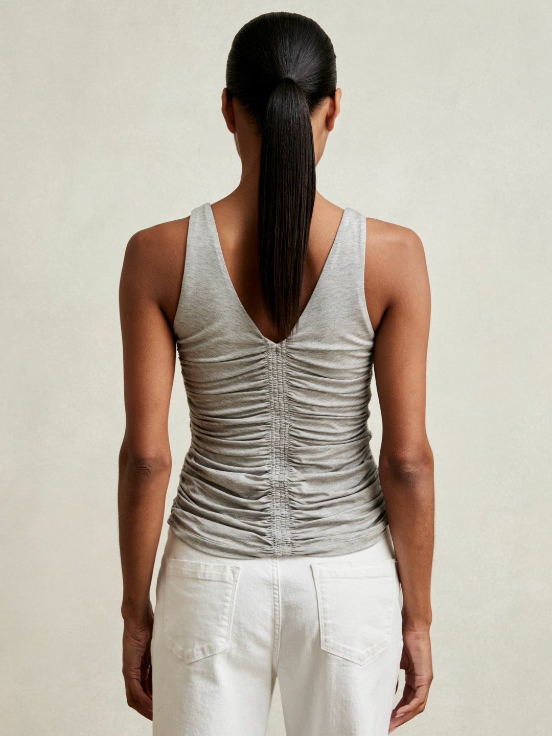 Stretch Lyocell Jersey Ruched Vest in Silver Grey Women | Reiss