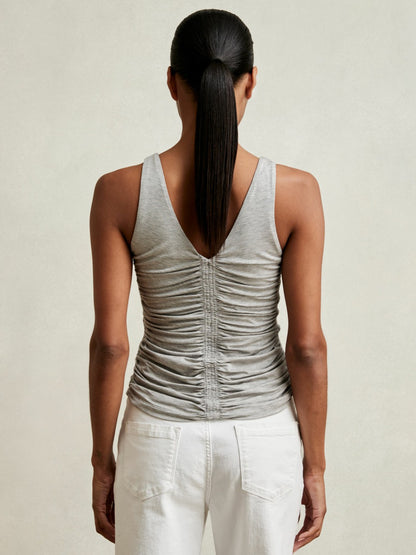 Stretch Lyocell Jersey Ruched Vest in Silver Grey Women | Reiss