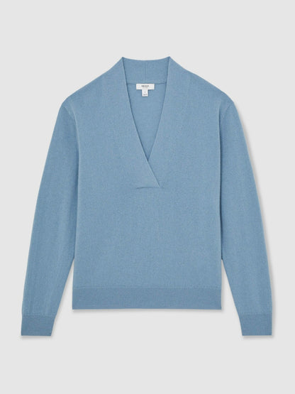 Cashmere V-Neck Jumper in Blue Women | Reiss