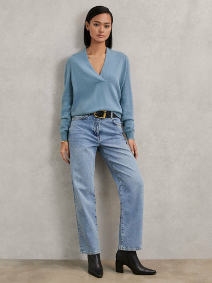Cashmere V-Neck Jumper in Blue Women | Reiss
