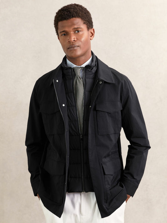 Removable-Gilet Safari Jacket in Navy Men | Reiss
