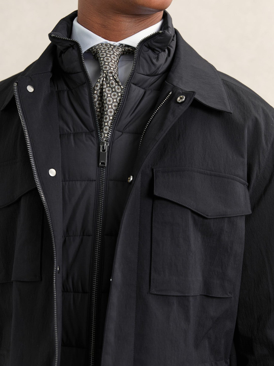 Removable-Gilet Safari Jacket in Navy Men | Reiss