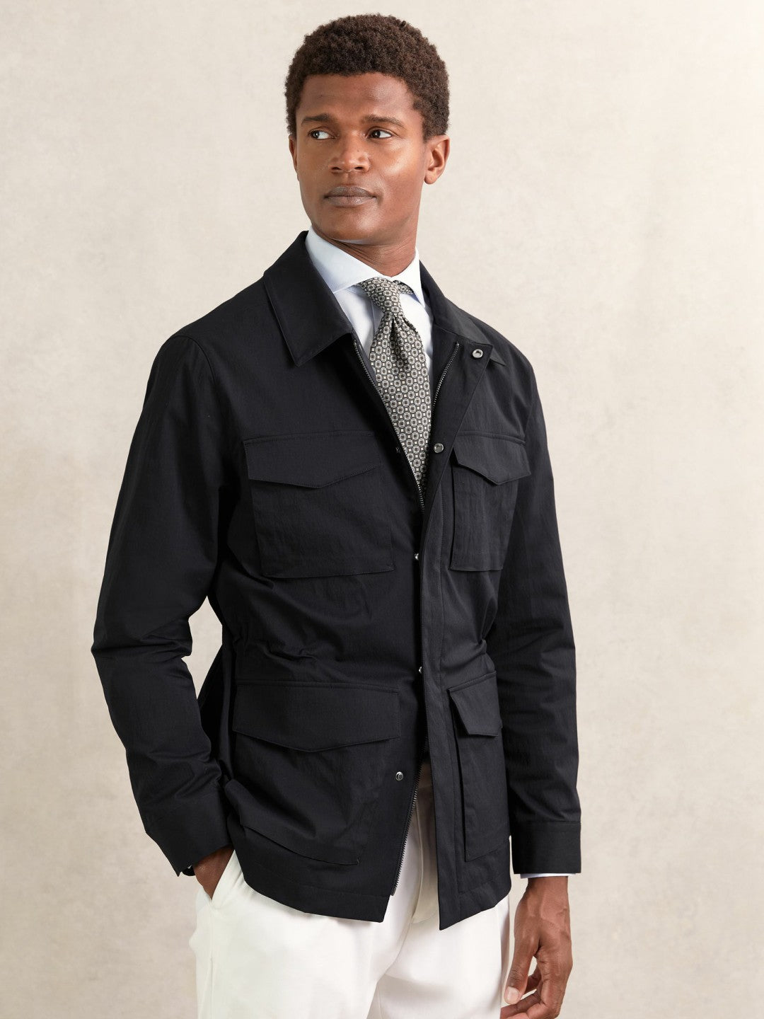 Removable-Gilet Safari Jacket in Navy Men | Reiss