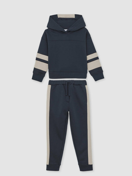 Cotton-Blend Joggers and Hoodie Set in Navy Children & Baby | Reiss