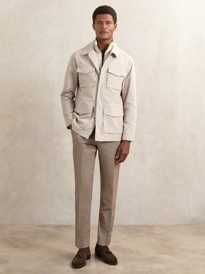 Removable-Gilet Safari Jacket in Stone Men | Reiss