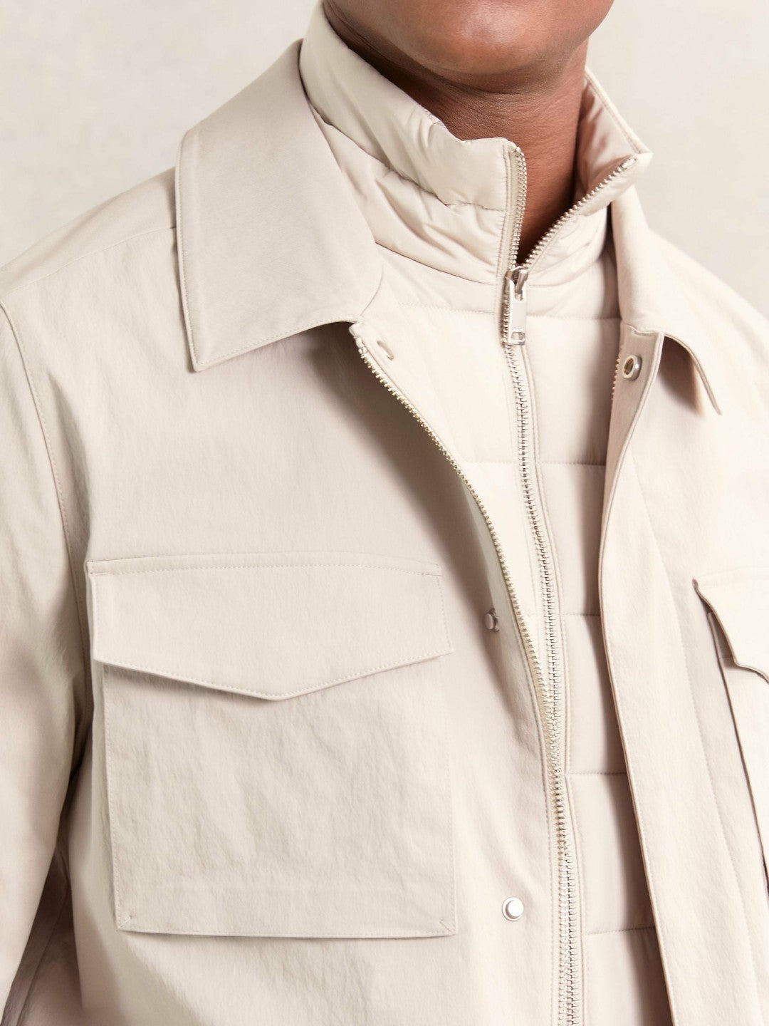 Removable-Gilet Safari Jacket in Stone Men | Reiss