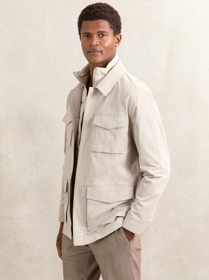 Removable-Gilet Safari Jacket in Stone Men | Reiss