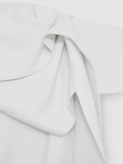 Sculptural Off-Shoulder Mini Dress in Ivory Women | Reiss
