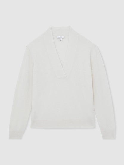 Cashmere V-Neck Jumper in Cream Women | Reiss