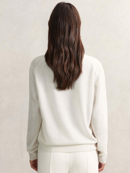 Cashmere V-Neck Jumper in Cream Women | Reiss