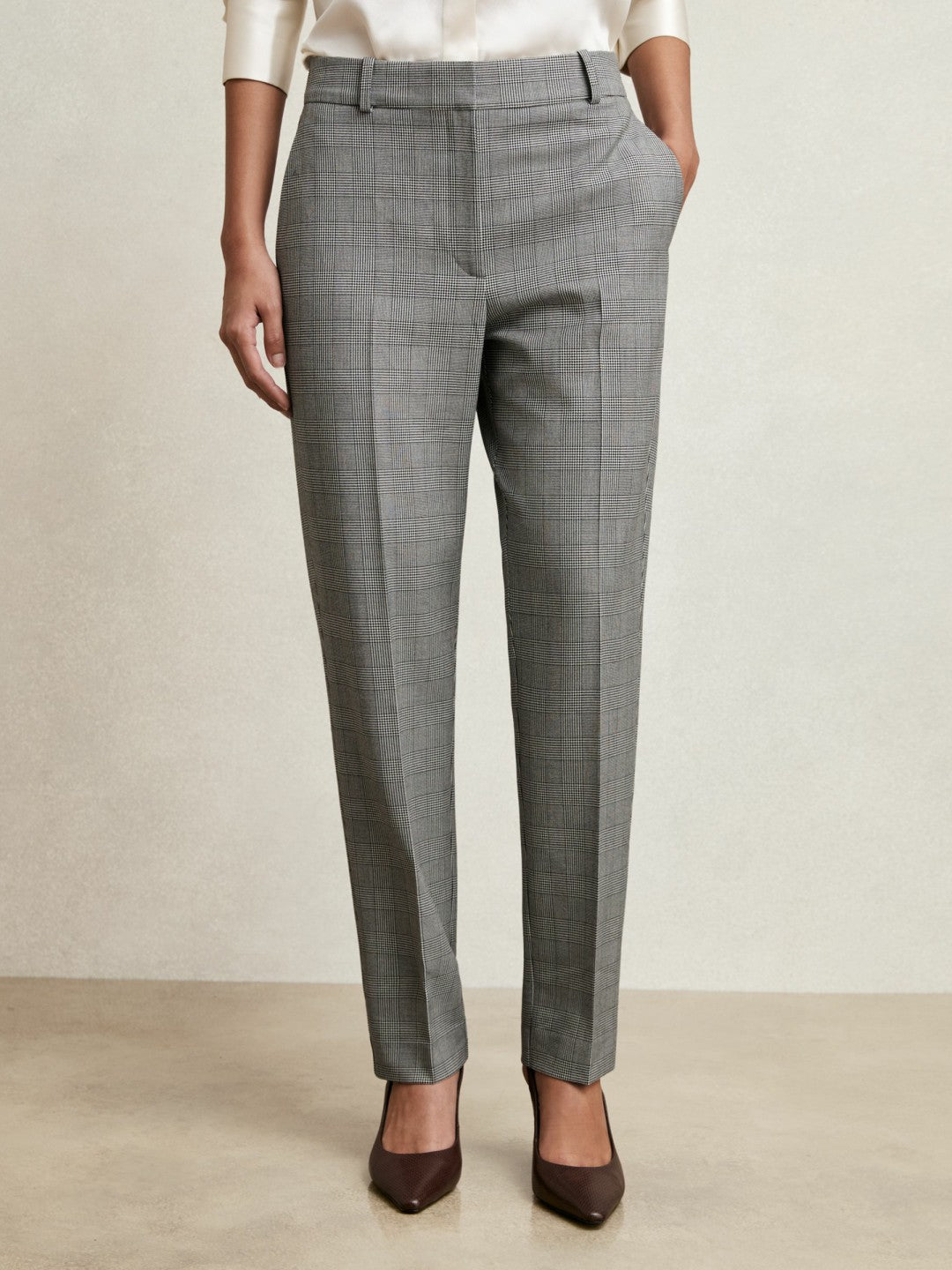 Check Slim-Fit Suit Trousers in Grey Women | Reiss