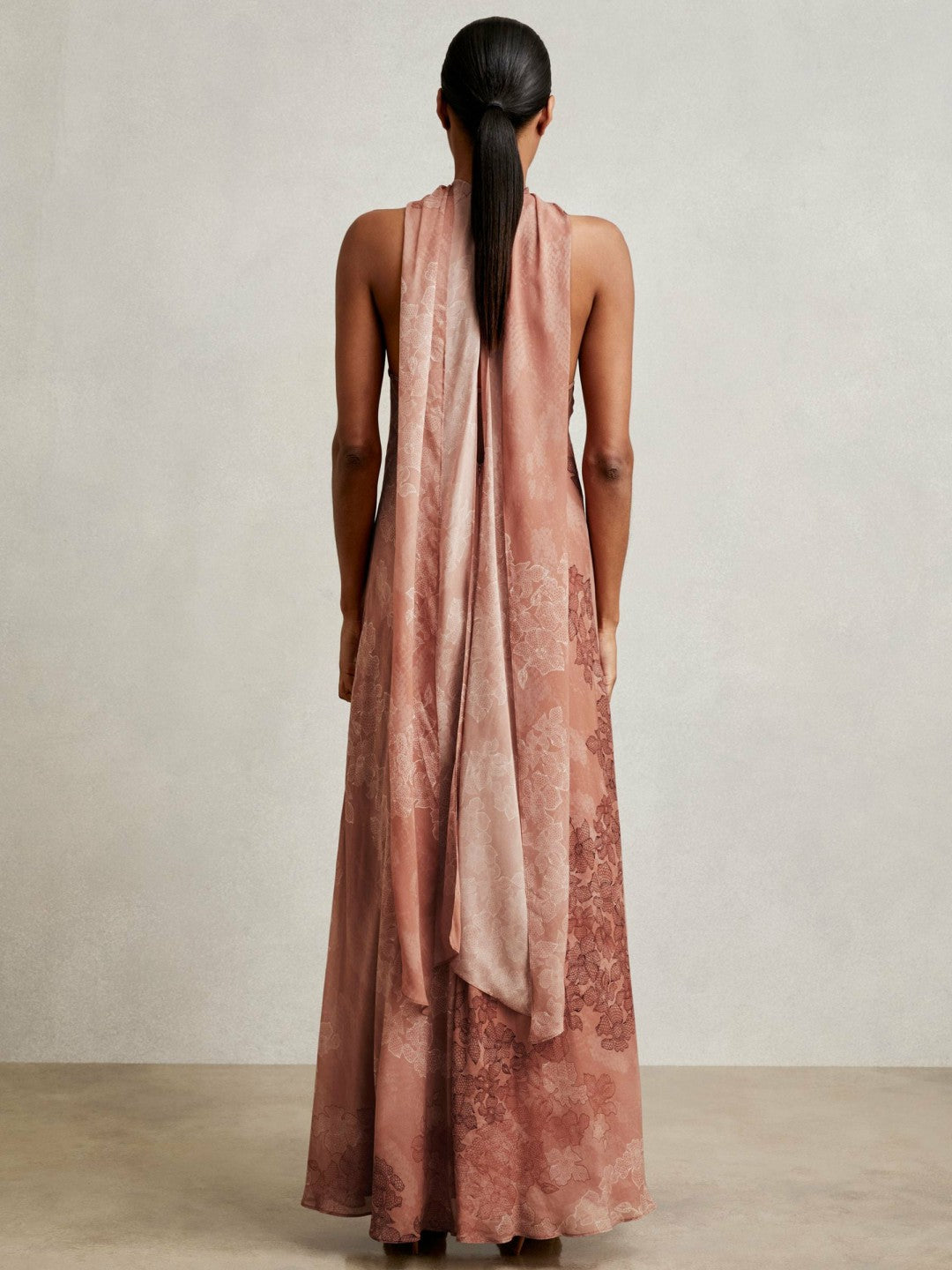 Chiffon Floral Cape Maxi Dress in Pale Pink Women | Reiss