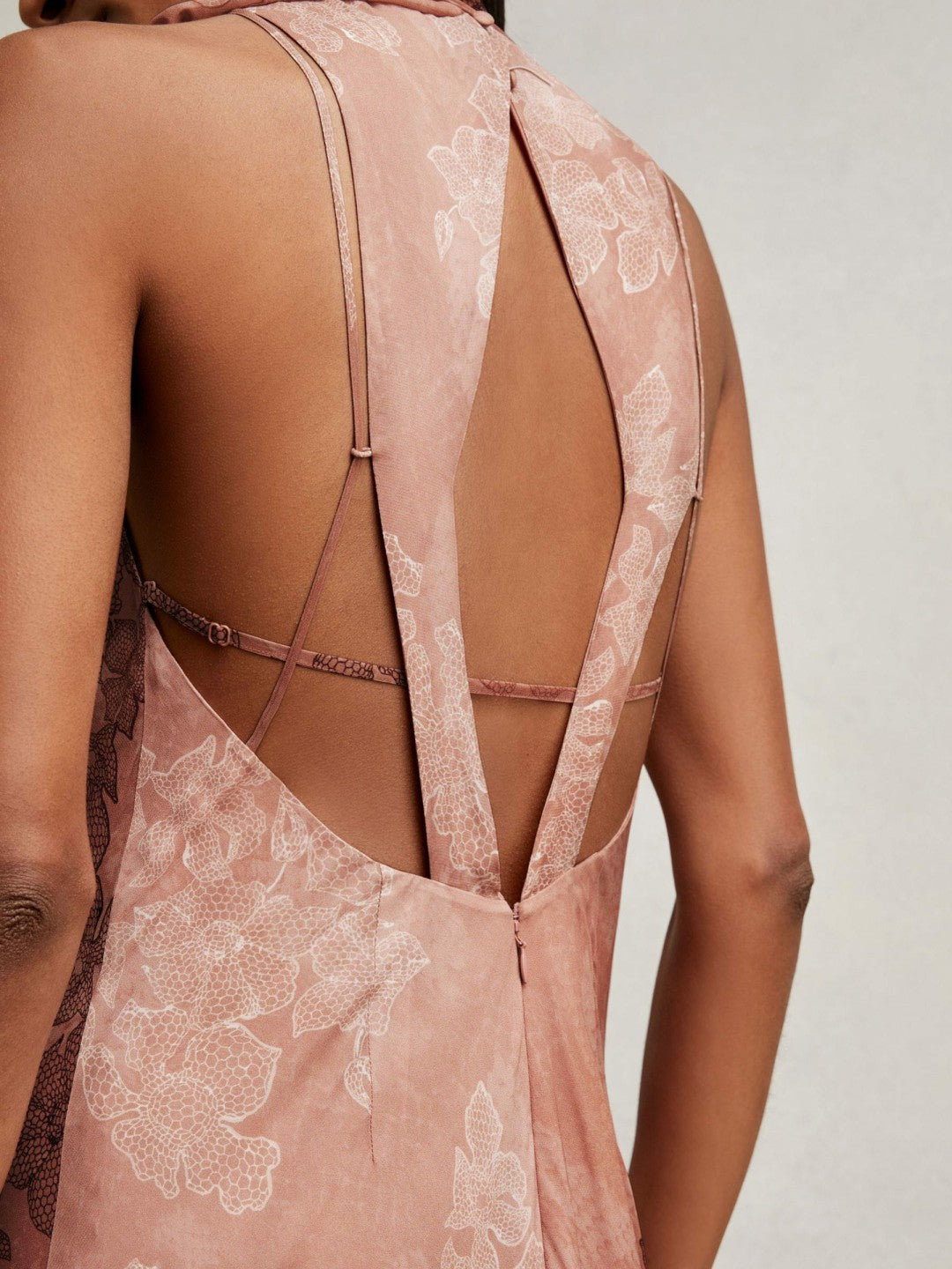 Chiffon Floral Cape Maxi Dress in Pale Pink Women | Reiss